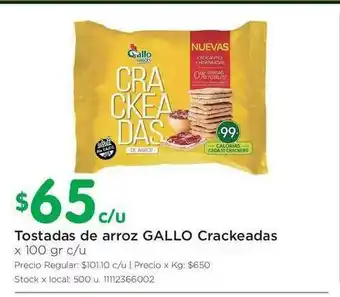 Jumbo Gallo Tostadas De Arroz Crackeadas x 100gr oferta