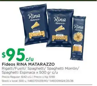 Jumbo Matarazzo Fideos Rina x 500gr oferta