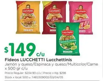 Jumbo Lucchetti Fideos Lucchettinis x 500gr oferta