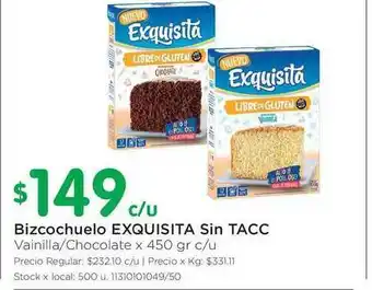 Jumbo Exquisita Bizcochuelo Sin Tacc x 450gr oferta