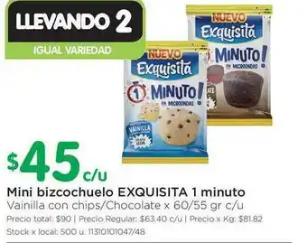 Jumbo Exquisita Mini Bizocochuelo 1 Minuto x 60/55gr oferta