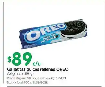 Jumbo Oreo Galletitas Dulces Rellenas Original x118gr oferta