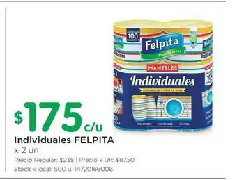 Jumbo Felpita Individuales x 2un oferta