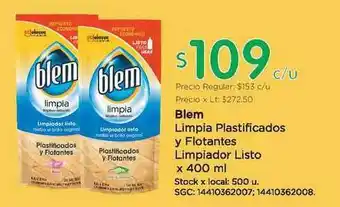 Jumbo Blem Limpia Plastificados Y Flotantes Limpiador Listo x 400ml oferta