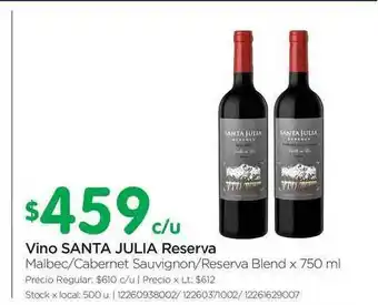 Jumbo Santa Julia Vino Reserva x 750ml oferta