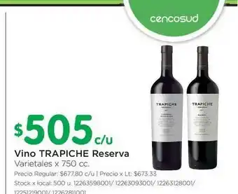 Jumbo Trapiche Vino Reserva x750cc oferta