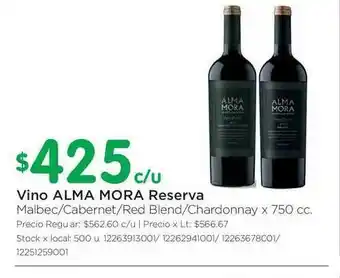 Jumbo Alma Mora Vino Reserva x 750cc oferta