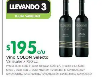 Jumbo Colon Vino Selecto x 750cc oferta