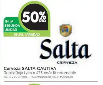 Jumbo Salta Cautiva Cerveza x 473cc oferta