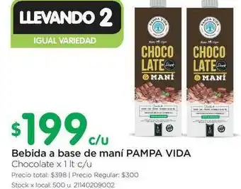 Jumbo Bebida A Base De Maní Pampa Vida Chocolate x 1 lt c/u oferta