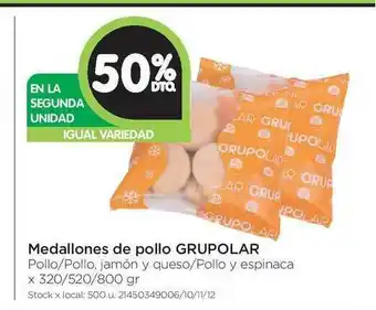 Jumbo Grupolar Medallones de pollo x 320/520/800gr oferta