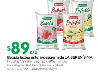 Jumbo La Serenísima Bebida Láctea Entera Descremada oferta