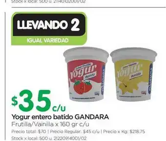 Jumbo Yogur Entero Batido Gandara 160 gr c/u oferta