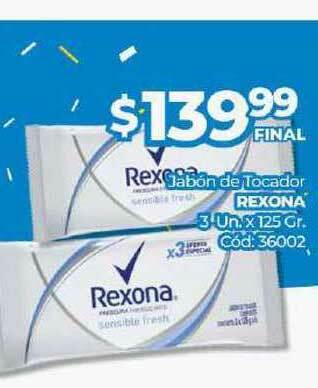 Diarco Jabón De Tocador Rexona 3 Un x 125 gr oferta