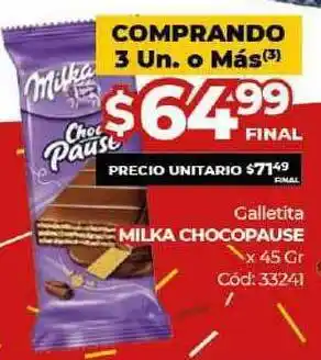 Diarco Milka Chocopause Galletita x 45 gr oferta