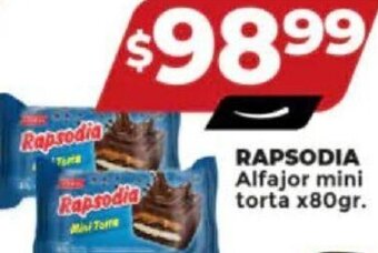 Supermayorista Vital RAPSODIA Alfajor mini torta x80gr. oferta