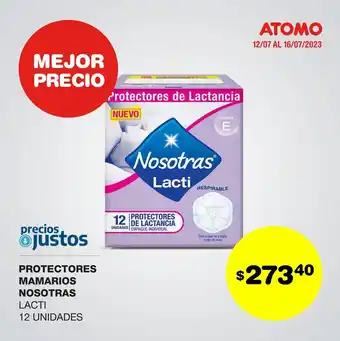 Atomo Conviene PROTECTORES MAMARIOS NOSOTRAS LACTI 12 UNIDADES oferta