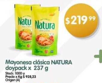 Supermercados Buenos Días Mayonesa clásica NATURA doypack x 237 g oferta