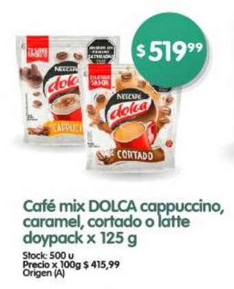 Supermercados Buenos Días Café mix DOLCA cappuccino, caramel, cortado o latte doypack x 125 g oferta
