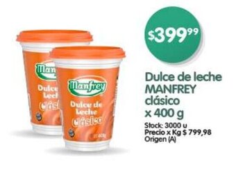 Supermercados Buenos Días Dulce de leche MANFREY clásico x 400 g oferta
