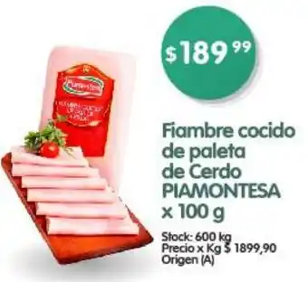 Supermercados Buenos Días Fiambre cocido de paleta de Cerdo PIAMONTESA x 100 g oferta