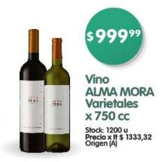 Supermercados Buenos Días Vino ALMA MORA Varietales x 750 cc oferta