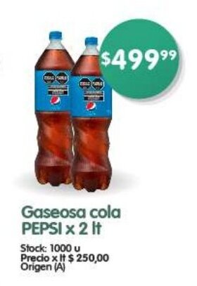 Supermercados Buenos Días Gaseosa cola PEPSI X 2 It oferta