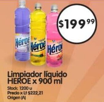 Supermercados Buenos Días Limpiador líquido HEROE x 900 ml oferta