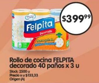 Supermercados Buenos Días Rollo de cocina FELPITA decorado 40 paños x 3 u oferta