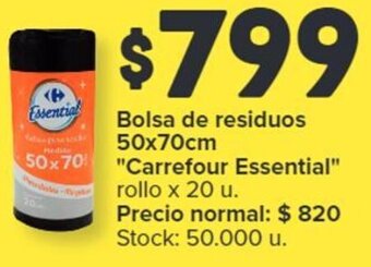 Carrefour Bolsa de residuos 50x70cm "Carrefour Essential" rollo x 20 u. oferta