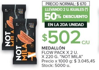 Carrefour MEDALLÓN FLOW PACK X 2 U. X 220 G. "NOT MILA" oferta