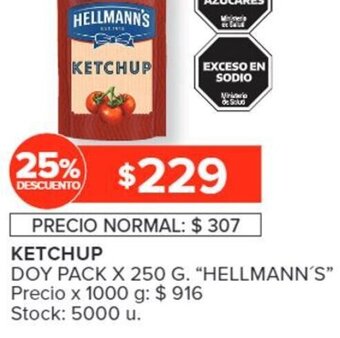 Carrefour KETCHUP DOY PACK X 250 G. "HELLMANN'S" oferta