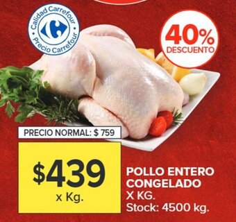 Carrefour POLLO ENTERO CONGELADO X KG. oferta