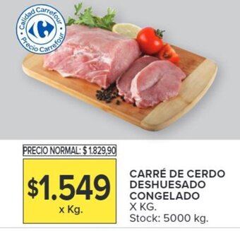 Carrefour CARRÉ DE CERDO DESHUESADO CONGELADO X KG. oferta