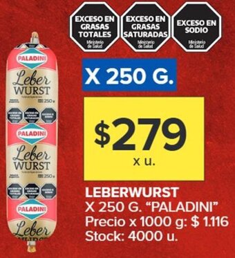 Carrefour LEBERWURST X 250 G. "PALADINI" oferta