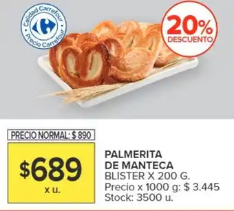 Carrefour PALMERITA DE MANTECA BLISTER X 200 G. oferta