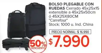 Carrefour BOLSO PLEGABLE CON RUEDAS Cerrado 45x25x15}}}] extensible a 45x25x50cm oferta