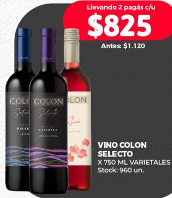 Supermercados Tadicor VINO COLON SELECTO X 750 ML VARIETALES oferta