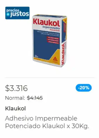 Easy Adhesivo Impermeable Potenciado Klaukol x 30kg. oferta