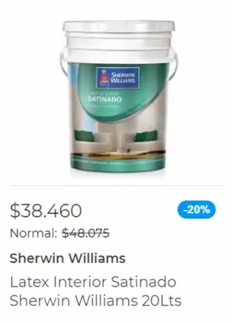 Easy Latex Interior Satinado Sherwin Williams 20Lts oferta
