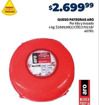 Makro QUESO PATEGRAS ARO Por kilo y trozado oferta