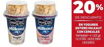 Makro EN YOGURES ENTERO MILKAUT CON CEREALES Variedad x 155 gr oferta