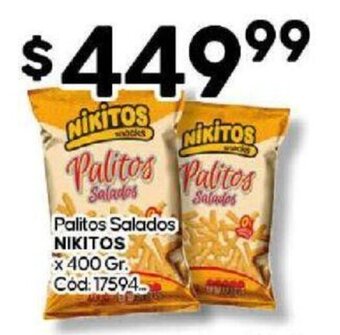 Diarco Palitos Salados NIKITOS x 400 Gr. oferta