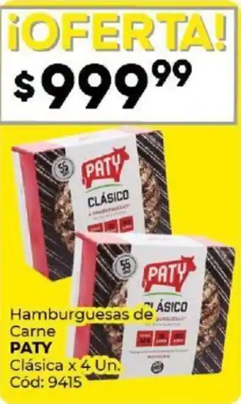 Diarco Hamburguesas de Carne PATY Clásica x 4 Un. Cód: 9415 oferta