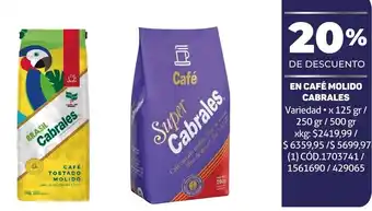 Makro EN CAFÉ MOLIDO CABRALES Variedad x 125 gr/ 250 gr/500 gr oferta