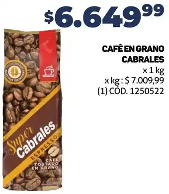 Makro CAFÉ EN GRANO CABRALES x 1 kg oferta