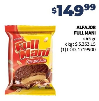 Makro ALFAJOR FULL MANI x 45 gr oferta