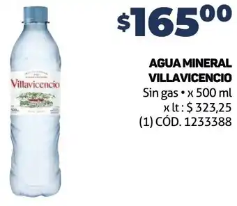 Makro AGUA MINERAL VILLAVICENCIO Sin gas • x 500 ml oferta