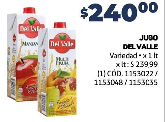 Makro JUGO DEL VALLE Variedad x 1 lt oferta
