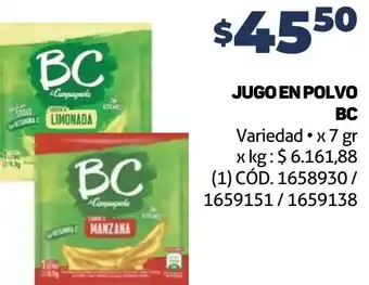 Makro JUGO EN POLVO BC 7gr oferta
